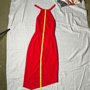 Mod Cloth red crepe biased cut faux wrap dress size S